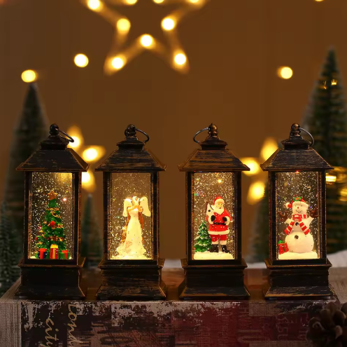 Lámpara de noche pequeña de Navidad Decoración de linterna de luz LED blanca cálida para interiores y exteriores Adorno de mesa de jardín para interiores y exteriores Regalo ideal