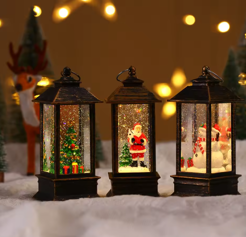 Lámpara de noche pequeña de Navidad Decoración de linterna de luz LED blanca cálida para interiores y exteriores Adorno de mesa de jardín para interiores y exteriores Regalo ideal