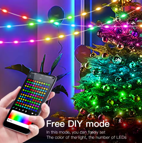 Luces LED de árbol de Navidad USB de 10M / 20M con control remoto inteligente de la aplicación Bluetooth Guirnalda de luces de hadas de decoración navideña para el hogar