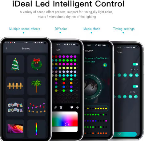 Luces LED de árbol de Navidad USB de 10M / 20M con control remoto inteligente de la aplicación Bluetooth Guirnalda de luces de hadas de decoración navideña para el hogar