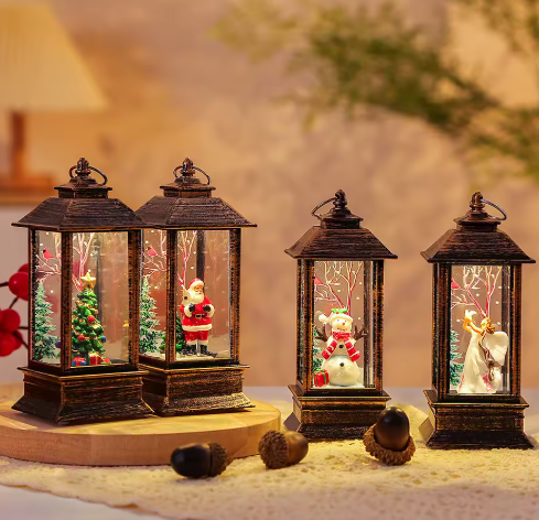 Lámpara de noche pequeña de Navidad Decoración de linterna de luz LED blanca cálida para interiores y exteriores Adorno de mesa de jardín para interiores y exteriores Regalo ideal