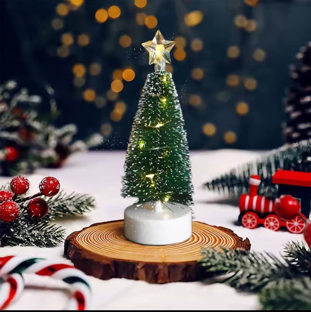 Mini árboles de Navidad luminosos, luces LED, decoración del hogar, velas electrónicas, regalos para niños, adorno para fiesta de Navidad de Año Nuevo