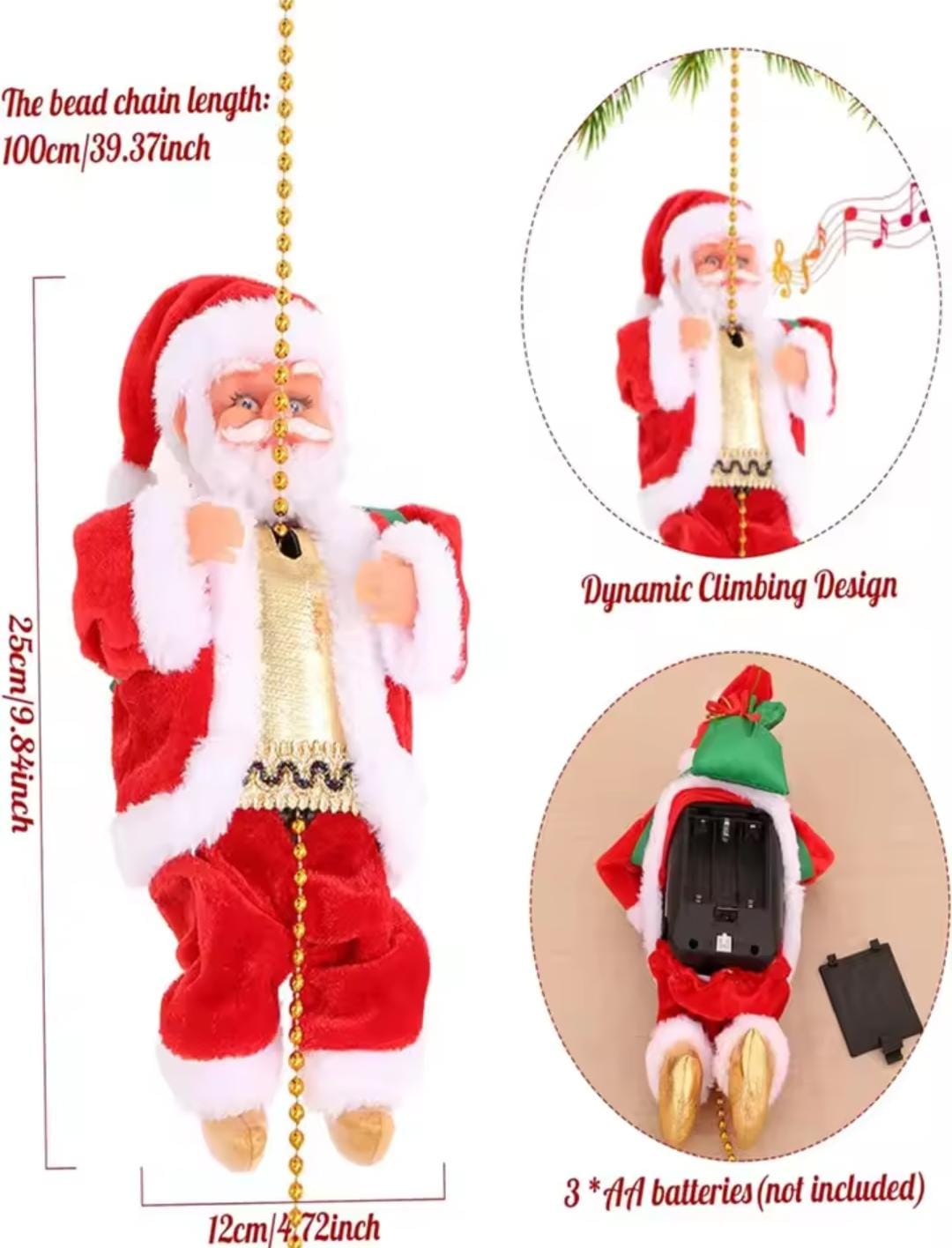 Santa Claus Escalador Electrico Adornos Navideños-Navidad